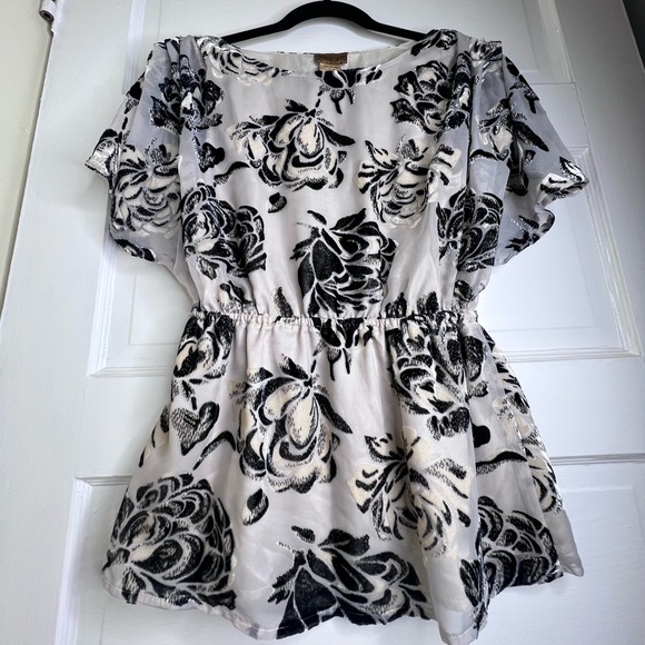 Plus Burn Out Velvet Floral Blouse